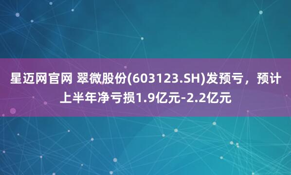 星迈网官网 翠微股份(603123.SH)发预亏，预计上半年净亏损1.9亿元-2.2亿元