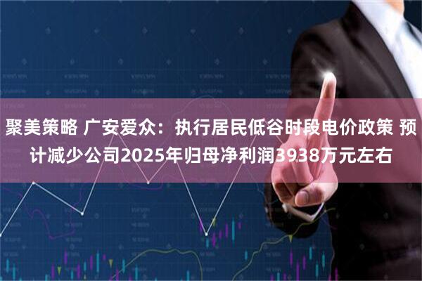 聚美策略 广安爱众：执行居民低谷时段电价政策 预计减少公司2025年归母净利润3938万元左右