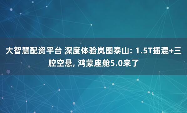 大智慧配资平台 深度体验岚图泰山: 1.5T插混+三腔空悬, 鸿蒙座舱5.0来了